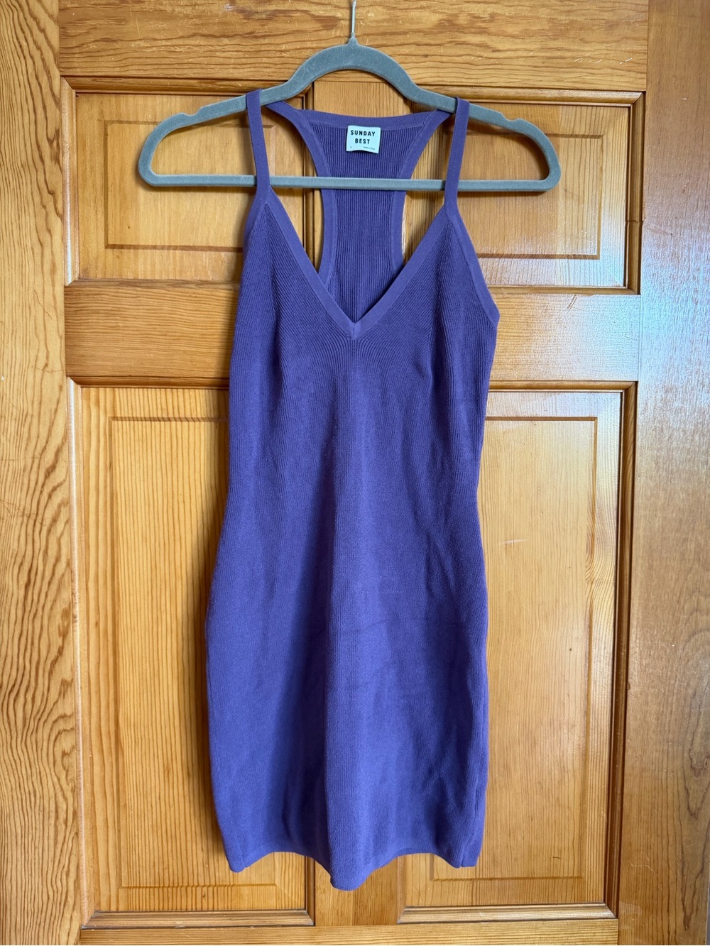 Aritzia Sunday Best Purple Ribbed Knit Mini Dress - Size S